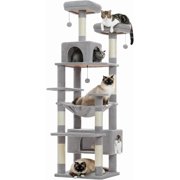 Large Cat Tree cm Cat Tower for Large Cats Cat Condo with SisalCove Scratching Posts and Pads Padded Perch Dual Condo and Basket for Indoor CatsGrey Small