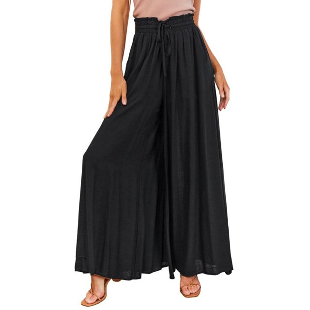 Women Oversized Pants Solid Color Ladies Casual Pants Boho Style Vacation Outfit