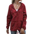 thumbnail image 1 of Women Hooded Jacket Waterproof Drawstring Hiking Rain Jacket Outwear Outdoor Sports Coat Jacket, 1 of 5
