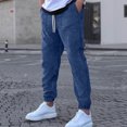 thumbnail image 4 of Ceisia Men Solid Color Loose Casual Pants Elastic Waist Drawstring Sports Gift Work Trousers, 4 of 6