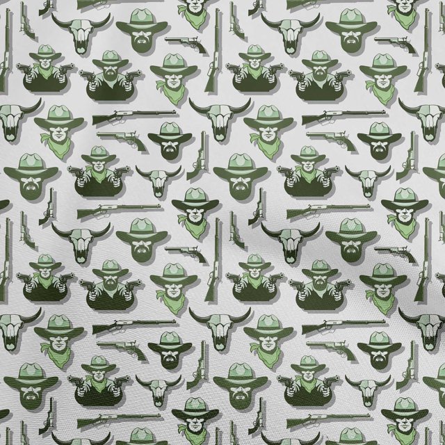oneOone Cotton Flex Green Fabric Cowboy Sewing Craft Projects Fabric Prints By Yard 40 Inch Wide