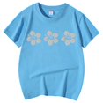 thumbnail image 4 of WEIYLL T-Shirts pour Filles Imprimé Floral Col Rond Manches Courtes Décontracté Doux Ajusté pour Enfants 10-11 Ans, 4 of 5