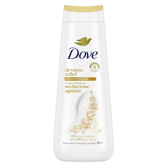 Dove Nettoyant Corporel pour 24 H de Peau Douce Avoine et Lait de Riz Sécheresse Apaisée, 591 ml