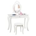 thumbnail image 1 of Costway Vanity Set Princess Makeup Dressing Play Table Set W/Mirror  White, 1 of 9