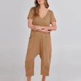 thumbnail image 2 of Birdeem Combinaisons pour Femmes Mode Femmes Combinaison Décontractée à Manches Courtes Combinaison Unie Combinaisons Pantalon à Jambe Grand avec Poche, 2 of 12