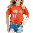thumbnail image 4 of PMVFHDE Hauts de Bain pour Fille T-Shirt Fille d'Anniversaire à Manches Courtes T-Shirt d'Été à Col Rond Coupe Décontractée Chandails de Base Orange, 10-11 Ans, 4 of 4