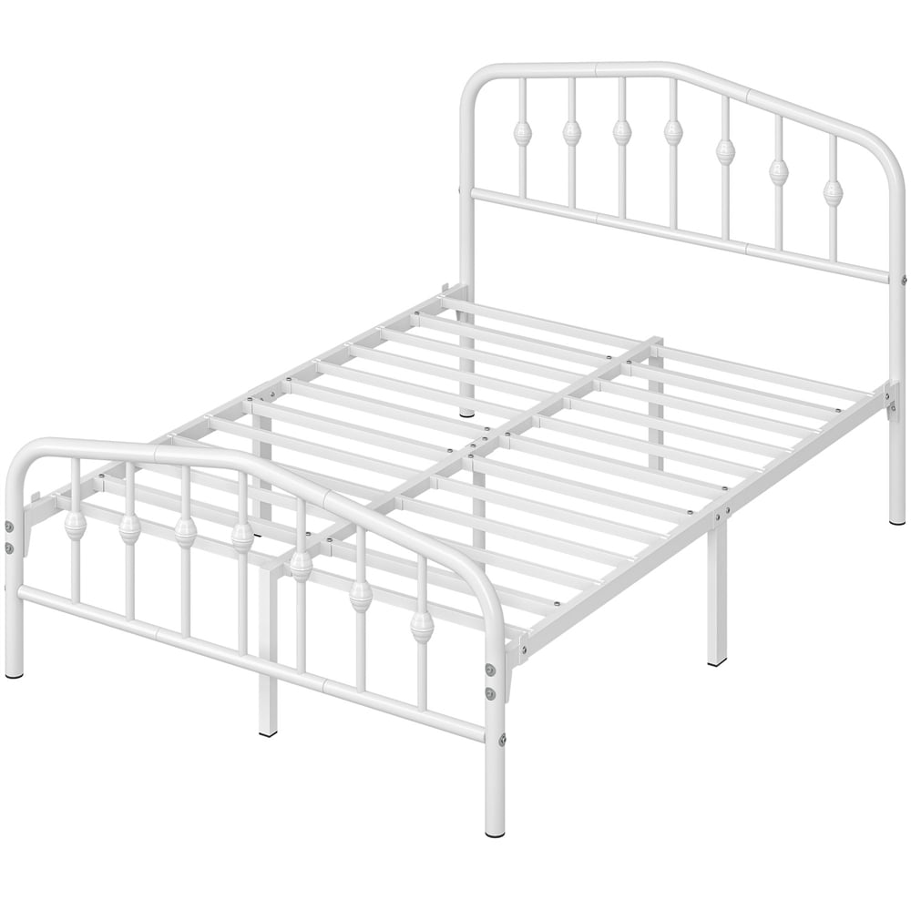 FullFurnique Modern Metal Bed Frame with Arched Headboard and Footboard, Full, White