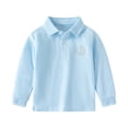 thumbnail image 1 of YOUSNH Garçons Filles Tout-Petits Enfants Bébé Chemise à Manches Longues à Col à Revers Hauts Tenues d'École Hauts pour Garçons Bleu Pâle 2-3 Ans, 1 of 3