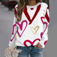 thumbnail image 2 of VALMASS Chandails en Molleton de la Saint-Valentin pour Femmes Manches Longues Col Rond Décontracté Mode Ample Blouses (S, Blanc-H), 2 of 4