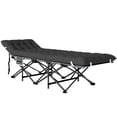 thumbnail image 1 of Folding Camping Cot for Adults with 3.5" Removable Cushion and Angled Headrest, Portable Metal Frame Camp Bed with Carry Bag, 73.2"L x 26.8"W, Black, for Outdoor Travel, 1 of 7