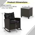 thumbnail image 3 of Costway 3 PCS Patio Wicker Rocking Set with Tempered Glass Table & Soft Cushions Outdoor Black, 3 of 10