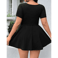 thumbnail image 4 of Women's Mini Dress Square Neck Short Sleeve Ruffle Hem Dresses with Built in Shorts, 4 of 10