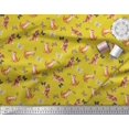 thumbnail image 3 of Soimoi Yellow Georgette Viscose Fabric Insect & Cat Animal Decor Fabric Printed BTY 42 Inch Wide, 3 of 3