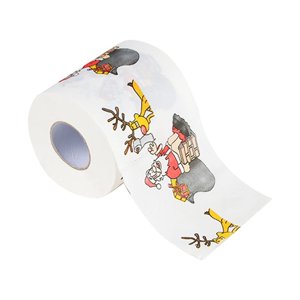 Langgg Christmas Theme Printed Toilet Paper Home Hotel Bathroom Roll Paper Tissue Holiday Decor, Santa, 10x10cm