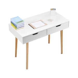 VEVOR Petit bureau avec tiroir pour enfants Bureau pour chambre en bois Table d'étude Blanc+ Bois