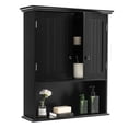 thumbnail image 1 of Topbuy Armoire à Pharmacie Murale à Double Porte avec Compartiment Ouvert et Tablette Ajustable, Noir, 1 of 10