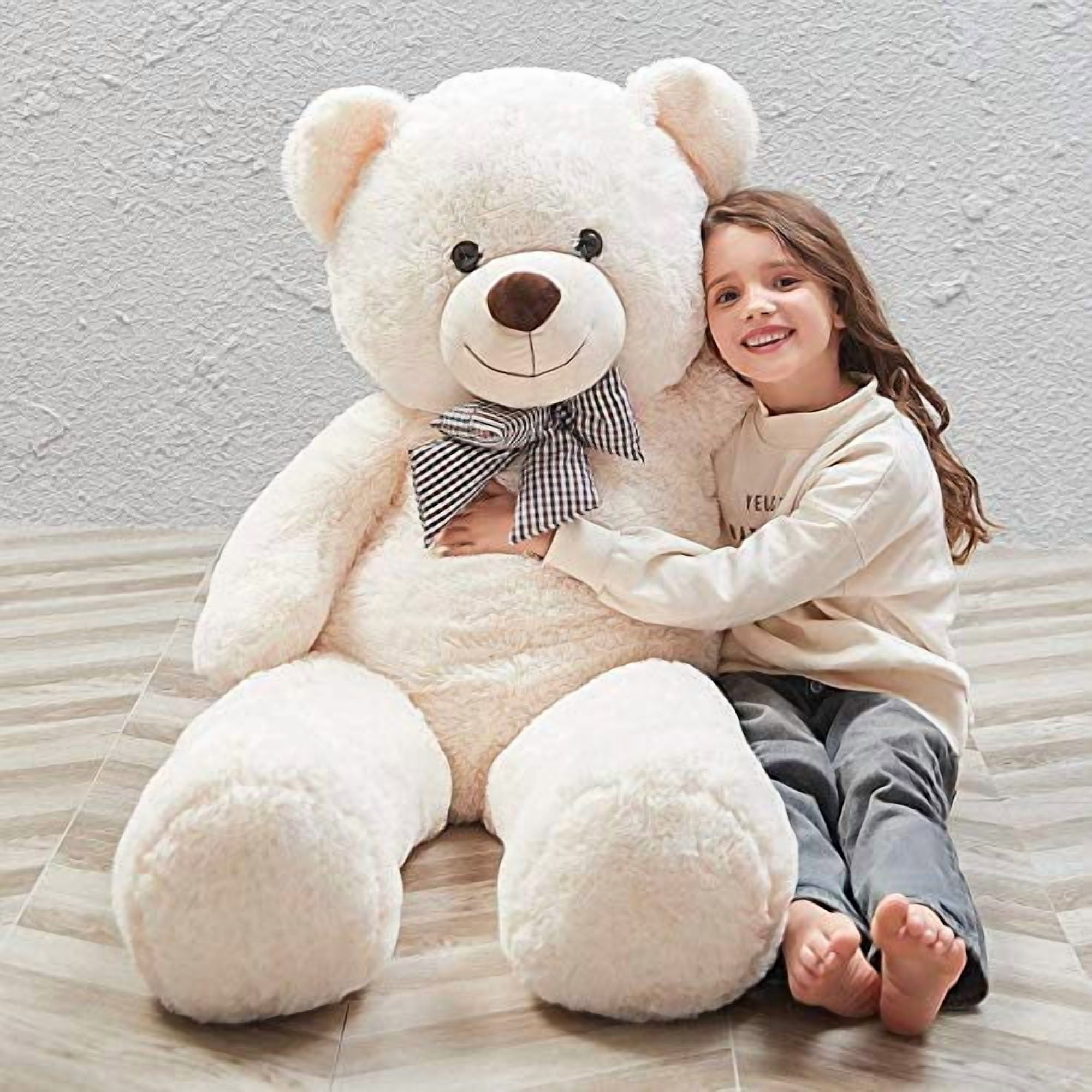 Misscindy Giant Teddy Bear Plush Stuffed Animals for Girlfriend or Kids 47 inch, (White)
