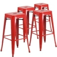 thumbnail image 1 of 4 Pk. Commercial Grade 30" High Backless Red Metal Indoor-Outdoor Barstool with Square Seat, 1 of 9