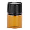 thumbnail image 3 of 50x Amber Mini Glass Bottle for Aromatherapy middle Essential Oil Blends Refillable hole plug 2ml, 3 of 8