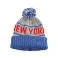thumbnail image 1 of City Caps Cuffed 2-Tone Beanie w/ Pom - New York - Grey/Blue, 1 of 2