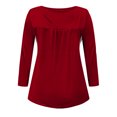 thumbnail image 5 of Timegard Tops for Women Ruched Notched V-Neck Long Sleeve Button Blouse Dressy Casual Tunic Tops, 5 of 5