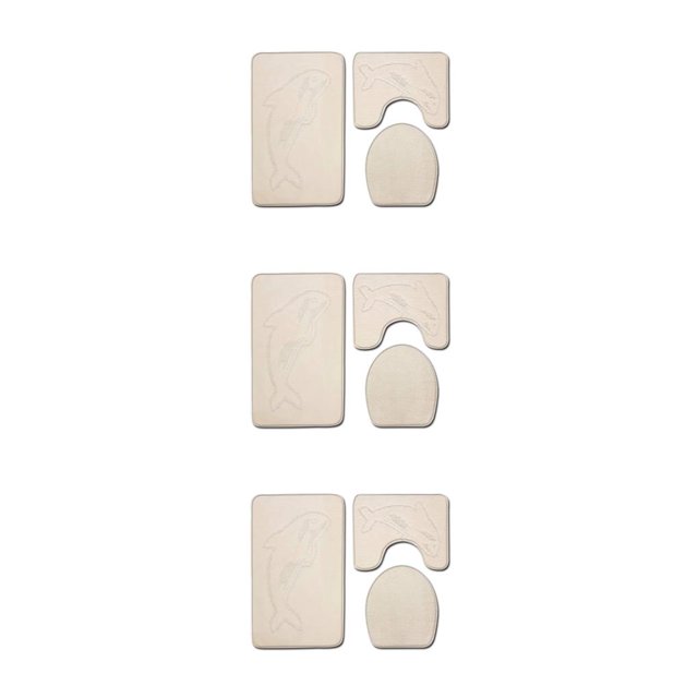 Decodeary 3pcs/set Absorbent Bath Rug Set Bathroom Dry And Fresh Easy To Install Anti-slip Polyester Non-Slip Chenille Bath Rug PJ210611-B001 3Set