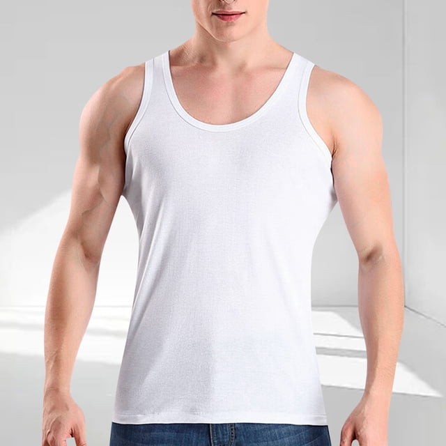 LOVZFMLL Débardeurs pour Homme Été Couleur Unie Sans Manches Base Sport et Mise en Forme Débardeur à Col Rond