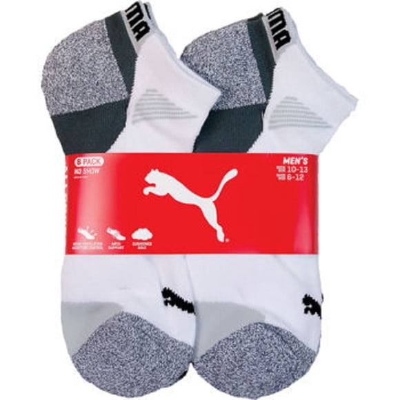 Puma Chaussettes Invisibles Basses pour Hommes All Sport, 6 Paires (Pointure 12-16, Blanc/gris)