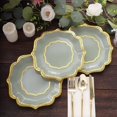 thumbnail image 2 of CUITING 25 Pack White Pink Paper Dessert Plates in Damask Floral Pattern  8” Round Disposable Salad Appetizer Plates with Scalloped Rims - 300 GSM, 2 of 11