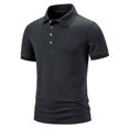 thumbnail image 3 of LSLJS Men Casual Solid Button Short Sleeve Lapel Collar Pullover T Shirt Tops, Mens Shirts Summer Clothes, 3 of 8