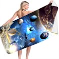 thumbnail image 1 of Astronaut Theme Beach Towel - Fun Printed Microfiber, Sandproof & Lightweight for Kids & Adults - 28x60 Inch, 1 of 3