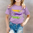 thumbnail image 2 of FhsagQ T-Shirt Décontracté Imprimé pour Filles, Col Rond, Manches Courtes, Taille 6X-7, Violet Clair, 8-9 Ans, 2 of 5