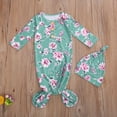 thumbnail image 3 of Xingqing 2PCS Newborn Infant Baby O-Neck Floral Cartoon Print Sleeping Pocket Round Hat, 3 of 8
