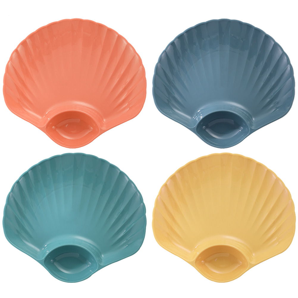 4 Pcs Assiette à Sushi en Plastique Assiette à Fruits Assiette Décorative en Forme de Coquillage