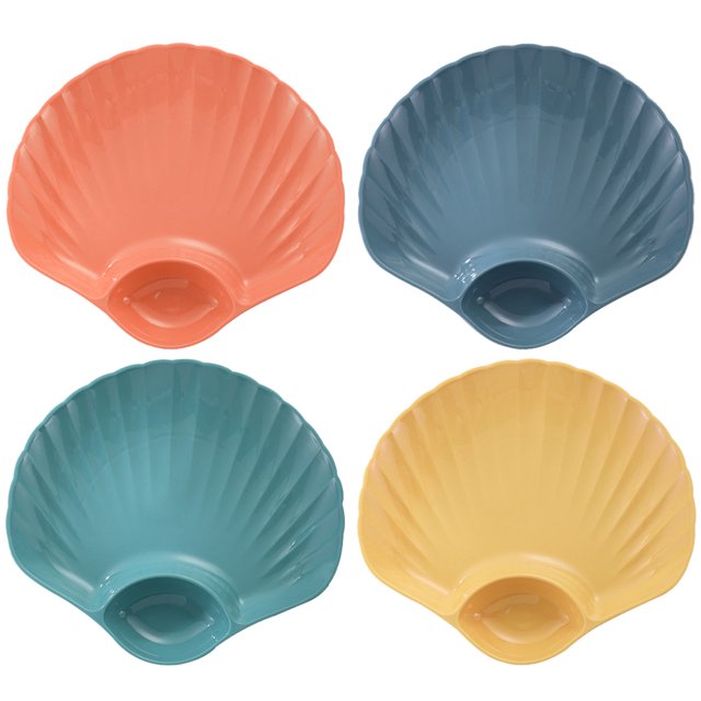 4 Pcs Assiette à Sushi en Plastique Assiette à Fruits Assiette Décorative en Forme de Coquillage