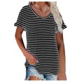 thumbnail image 1 of Pompotops Womens Summer Fasion Short Sleeve Round Neck Solid Color Casual T Shirt Tops, 1 of 9