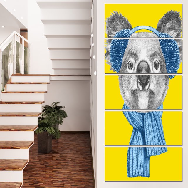 Koala avec Foulard et Cache-Oreilles - Impression Artistique sur Toile d'Animaux
