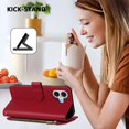 thumbnail image 4 of Butterfly Embossed Wallet Case Compatible with [iPhone 17] Kickstand Zipper Red, 4 of 6