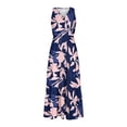 thumbnail image 4 of Pisexur Robes pour Femmes à Col en V Sans Manches Robe Maxi Taille Élastique Robe Évasée à Étages Robe d'Été Mode à Imprimé Floral Robe de Bal d'Été Décontractée Ample Longue Robe Confortable Fluide Robe Portefeuille pour Plage Vacances, 4 of 5