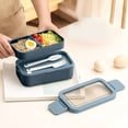 thumbnail image 1 of Insulated Sealed Portable Lunch Box For Office Home Workers, Microwave Safe Food Grade, Stainless Steel Design, Commuter Travel, Easy Cleanup, Food Storage Containers Set, 1 of 9