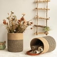 thumbnail image 4 of Panier Suspendu Naturel Tissé à la Main en Rotin - Simili Cuir Paniers de Rangement de Fleurs pour la Maison, 4 of 8