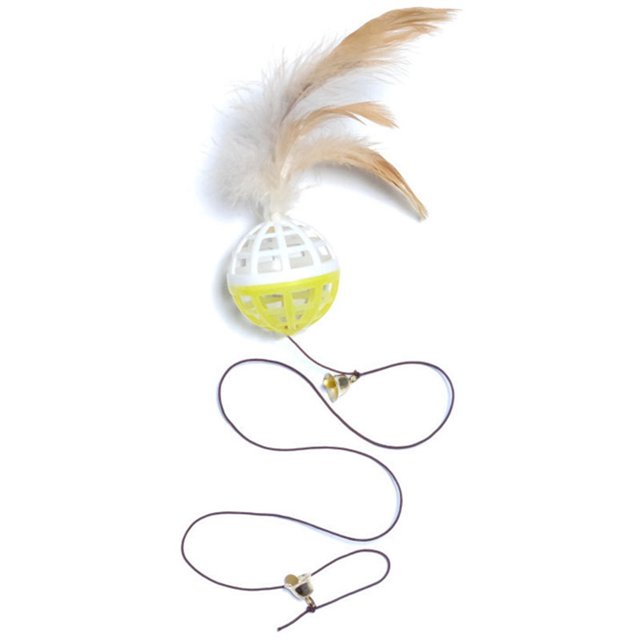 Cat Bell Ball Hanging: Fake Feather Kitten Teaser Toy Cat Chasing Toy for Indoor