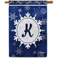 thumbnail image 1 of Welcome Winter Snowflake Monogram K Decorative House Flag Initial Letter Snow Deocr Banner for Inside and Outside 28x40 Inch Double Sided, 1 of 6