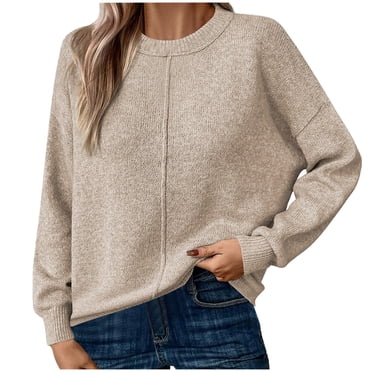 Timegard Womens Sweaters Crewneck Long Sleeve Knit Pullover Fall Winter Casual Loose Solid Color Tops