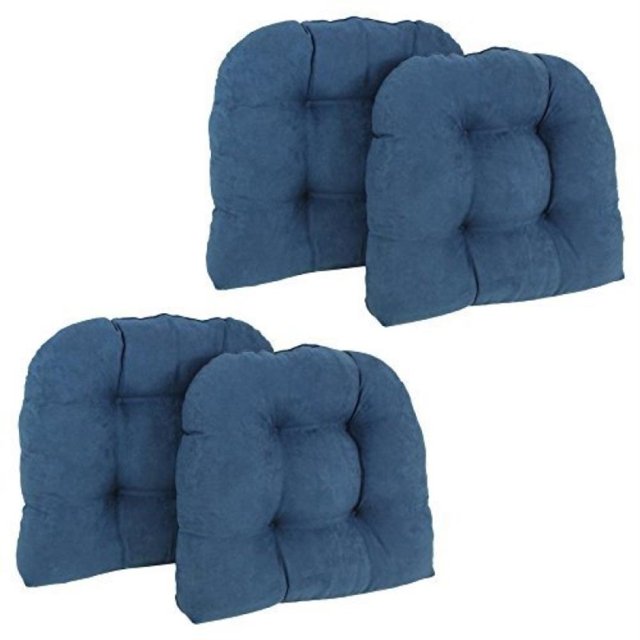 Blazing Needles 19-inch U-Shaped Micro Suede Tufted Dining Chair Cushions (Set of 4) - Java