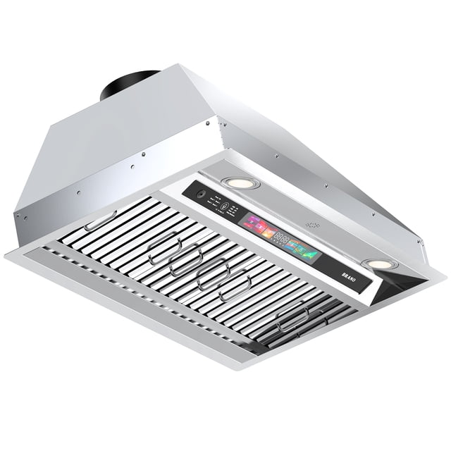 BRANO Range Hood 30 Inch Built-in Kitchen Vent Hood with Voice/Gesture/Touch Control, 900 CFM, 4 Speed Exhaust Fan,Ducted/Ductless Convertible,Memory Mode, Adjustable Lights