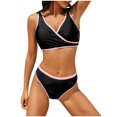 thumbnail image 1 of XMMSWDLA Tankini Swimsuits for Women Tummy Control Women'S Solid Color Color Conservative Split Swimsuit Set with Color Blocking Bikinis Sets for Women, 1 of 5