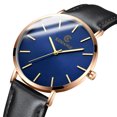 thumbnail image 2 of Montre Homme Tendance Ultra Fine Minimaliste Bracelet en Cuir Fin Acier Inoxydable Quartz, 2 of 9