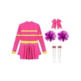 thumbnail image 3 of Aislor Tenue de Cheerleading pour Filles Enfants Halloween Cheer Leader Costume de Cosplay Rave Fête Danse Justaucorps Robe Rose Vif B 14, 3 of 7