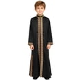 thumbnail image 1 of Moggemol Garçons Tunique Maxi à Manches Longues Dubai Traditionnel Satin Soyeux Faux Fendu Robe Noire 6, 1 of 7